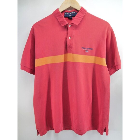 VINTAGE Polo‎ Sport Ralph Lauren Shirt Adult Large Red Cotton Short Sleeve Men’s - Picture 1 of 7